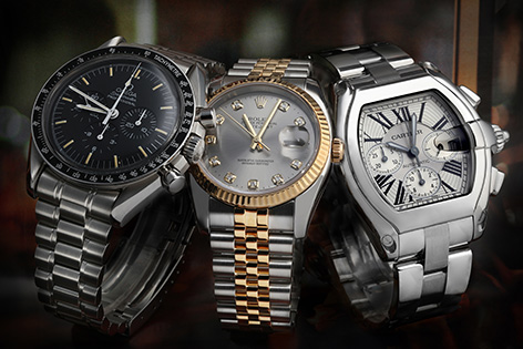 Collection of Omega, Rolex, and Cartier watches